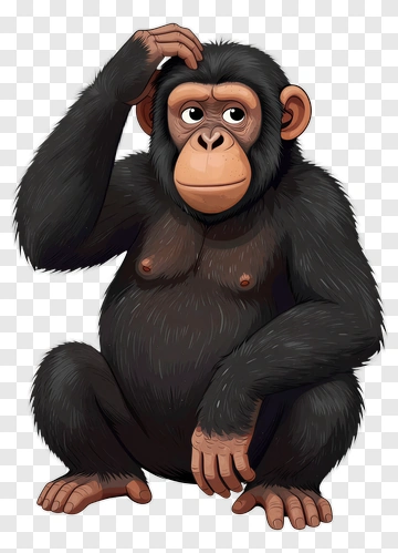 Chimpanzee With Hand On Head PNG
