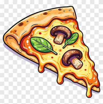 Pizza Slice With Mushrooms And Basil PNG