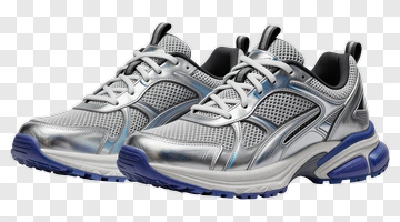 Silver And Blue Sneakers PNG