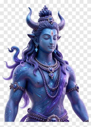 Blue Skinned Deity With Purple Hair PNG