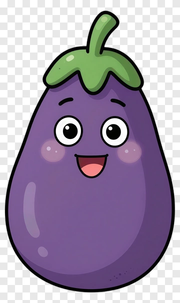 Happy Eggplant PNG