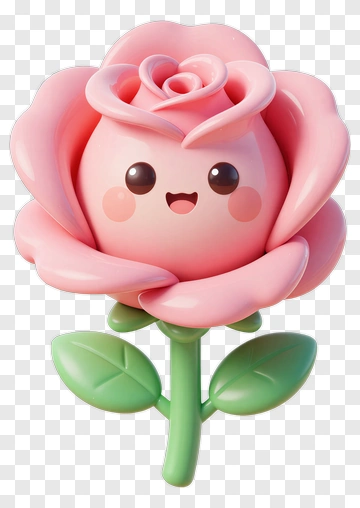 Cute Pink Rose With Face PNG