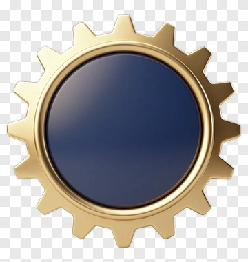 Golden Gear With Blue Center PNG
