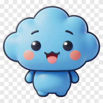 Blue Cloud Character With Pink Blush PNG