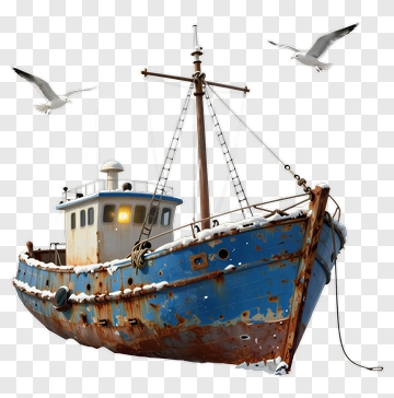 Old Fishing Boat In Ice PNG