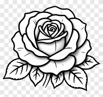 Black And White Rose Tattoo Design PNG