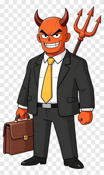 Devil Businessman With Trident And Briefcase PNG