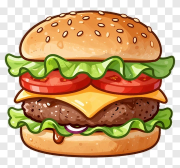 Delicious Cartoon Hamburger PNG