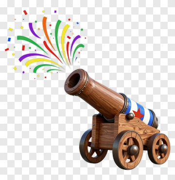 Cannon Firing Colorful Fireworks PNG