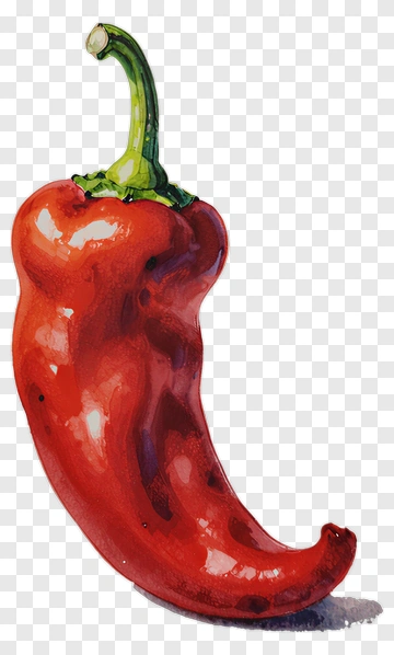 Red Pepper Watercolor Painting PNG