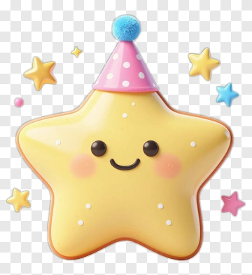 Yellow Star Wearing Party Hat PNG
