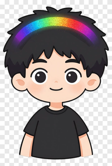 Cartoon Child With Rainbow Hair PNG