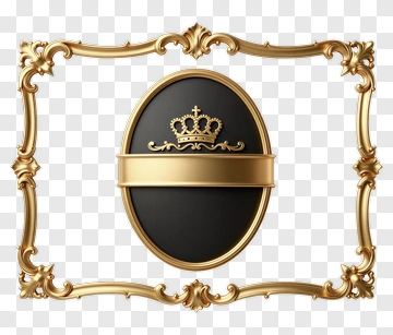 Gold Crown In Ornate Frame PNG