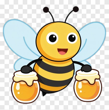 Happy Bee Carrying Honey Jars PNG