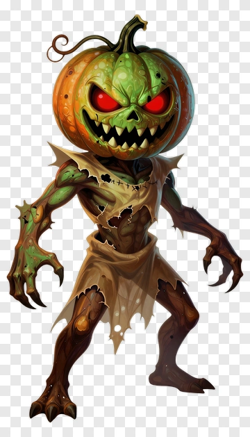 Pumpkin Monster With Red Eyes PNG