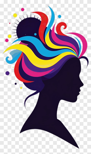 Vibrant Abstract Hair Silhouette PNG