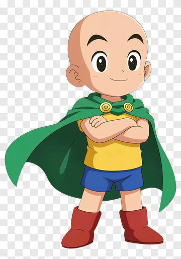 Cute Cartoon Hero With Green Cape PNG