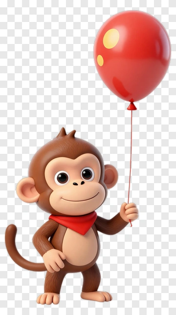 Monkey Holding Balloon PNG