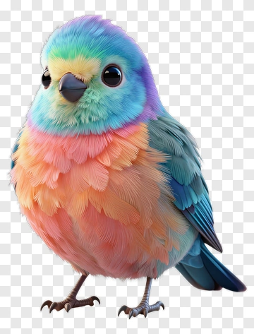 Colorful Bird With Soft Feathers PNG