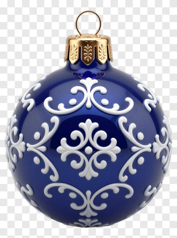 Blue Christmas Ornament With Gold Cap PNG