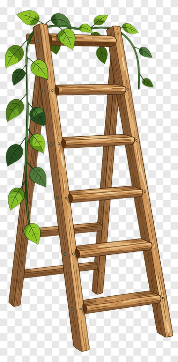Wooden Ladder With Climbing Vine PNG