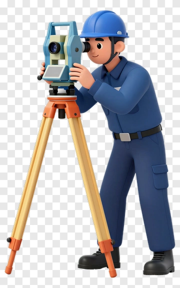 Cartoon Surveyor Operating Theodolite PNG