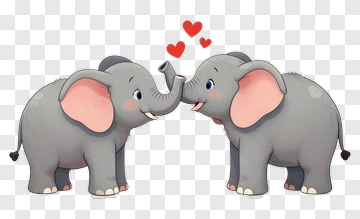 Two Elephants Sharing A Loving Moment PNG