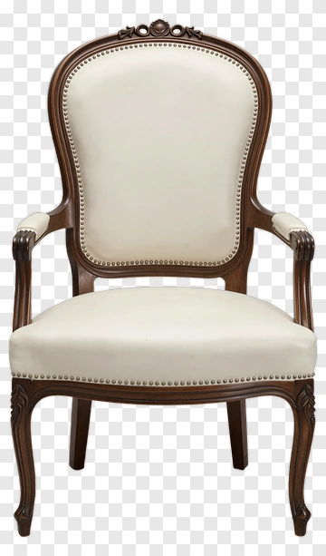 Classic Wooden Armchair With Beige Upholstery PNG