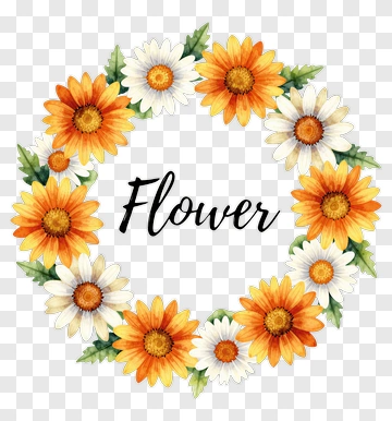Flower Wreath With Daisy And Sunflower PNG