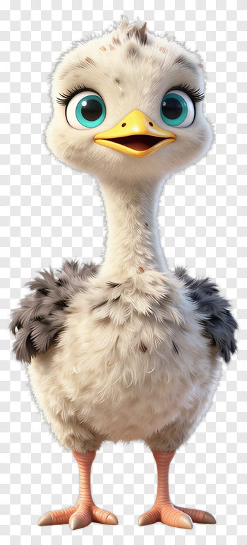 Cute Cartoon Ostrich Chick PNG