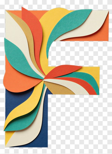 Colorful Letter F Paper Art Design PNG