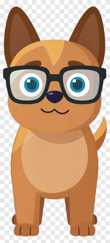 Cartoon Dog With Glasses PNG