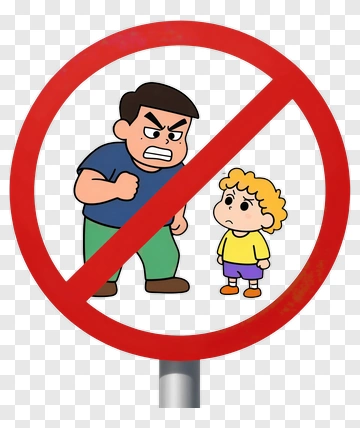 Prohibition Sign Showing Angry Adult And Scared Child PNG