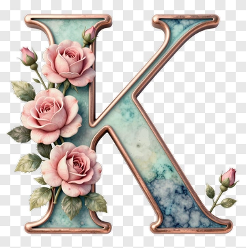 Letter K With Pink Roses PNG