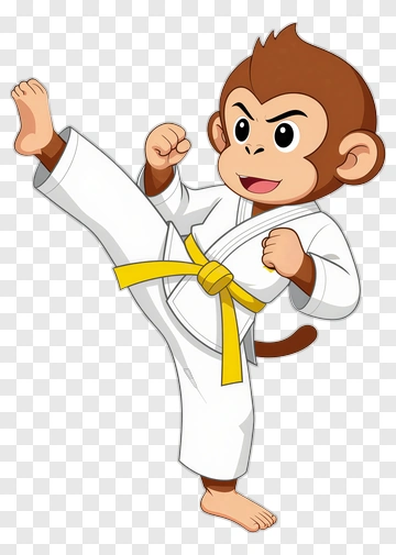 Cartoon Monkey Doing Karate PNG