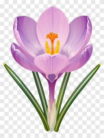 Purple Crocus Flower With Yellow Stamen PNG