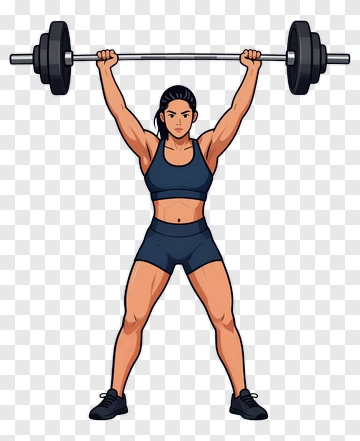 Cartoon Weightlifter Lifting Barbell PNG