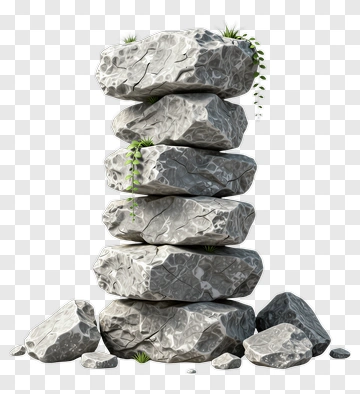 Stack Of Rocks With Green Plants PNG