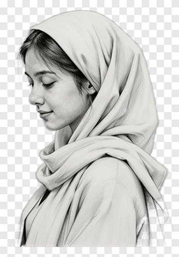 Portrait Of A Woman In Profile Wearing A Headscarf PNG