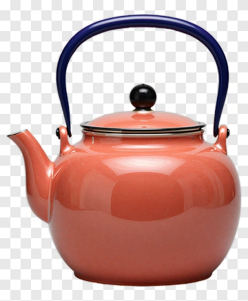 Red Teapot With Blue Handle PNG