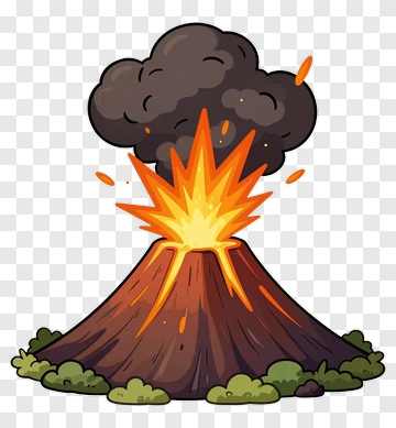 Volcano Eruption With Lava And Ash PNG