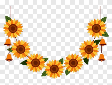 Sunflower And Bell Garland PNG