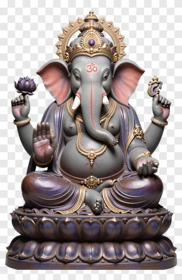 Ganesha Statue With Lotus And Crown PNG