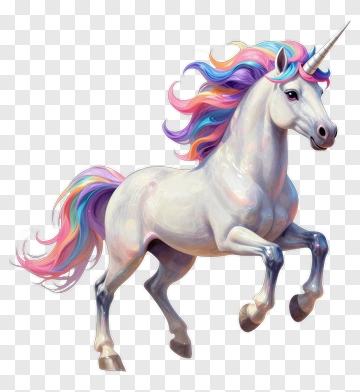 Magical Unicorn With Rainbow Mane PNG