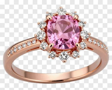Pink Gemstone Ring With Diamonds PNG