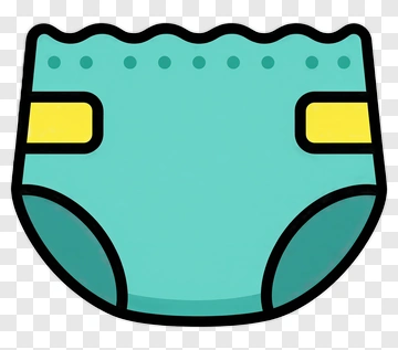 Cyan Diaper With Yellow Tabs PNG