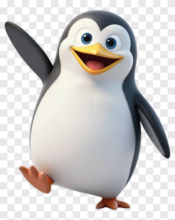 Happy Cartoon Penguin Waving PNG