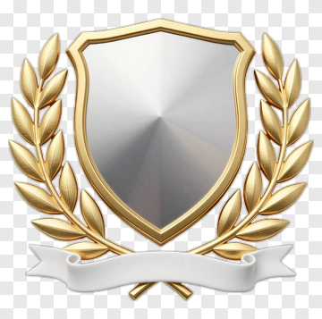Golden Shield Emblem With Ribbon PNG