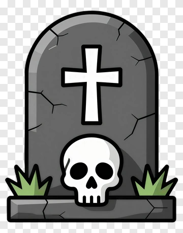 Gravestone With Skull And Cross PNG