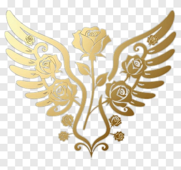 Golden Rose With Wings Design PNG